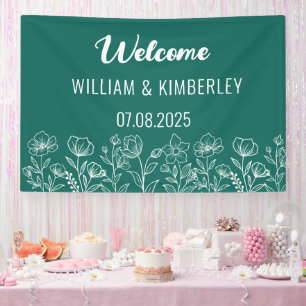 Banderoles Emerald Green Floral Rustic Simple Mariage moderne