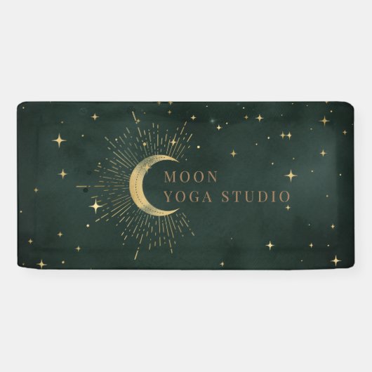 Banderoles Emerald Green Moon Stars Midnight Blue Banner (Horizontal)