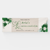 Banderoles Emerald Green Roses Floral Quinceanera Bienvenue (Horizontal)