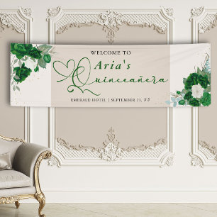 Banderoles Emerald Green Roses Floral Quinceanera Bienvenue
