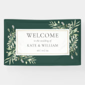 Banderoles Emerald Greenery Foliage Mariage Bienvenue (Horizontal)