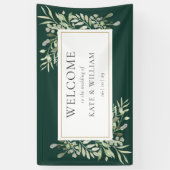 Banderoles Emerald Greenery Foliage Mariage Bienvenue (Vertical)
