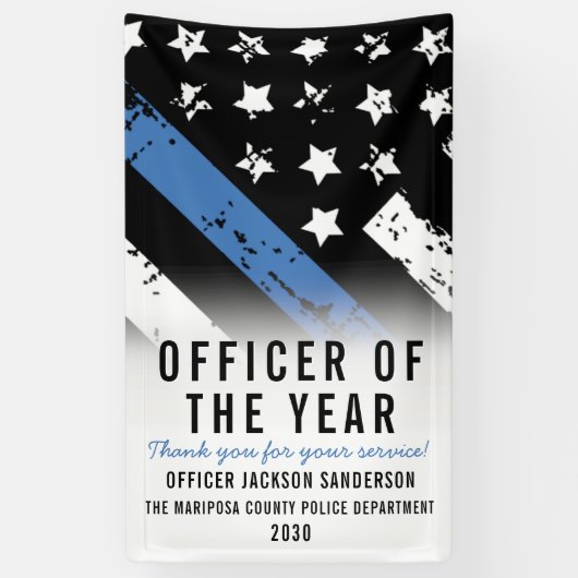 Banderoles Employé de police de l'année Application de la loi (Vertical)