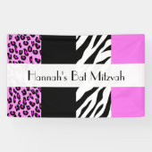 Banderoles Empreinte de léopard, Zebra Print, Rose, Bat mitzv (Horizontal)