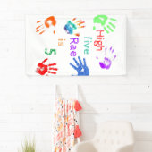 Banderoles Empreintes à main de peinture Anniversaire avec no (En situation)