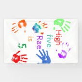 Banderoles Empreintes à main de peinture Anniversaire avec no (Horizontal)