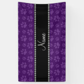 Banderoles Empreintes de pattes pourpres nommés personnalisés (Vertical)