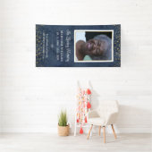 Banderoles En Mémoire Amour Bleu Gold Photo Grave Couverture (Insitu)