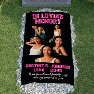 Banderoles En Mémoire Amoureuse Collage photo Pink Grave Blan