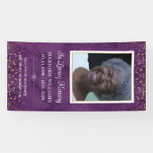 Banderoles En Mémoire Amoureuse Pauple Gold Photo Grave Couve (Horizontal)