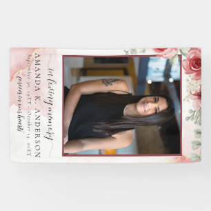 Banderoles En Mémoire d'amour Blush Fleur rouge funérailles