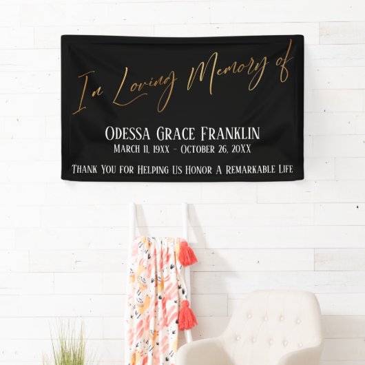 Banderoles En mémoire d'amour de l'écriture manuscrite or sur (En situation)