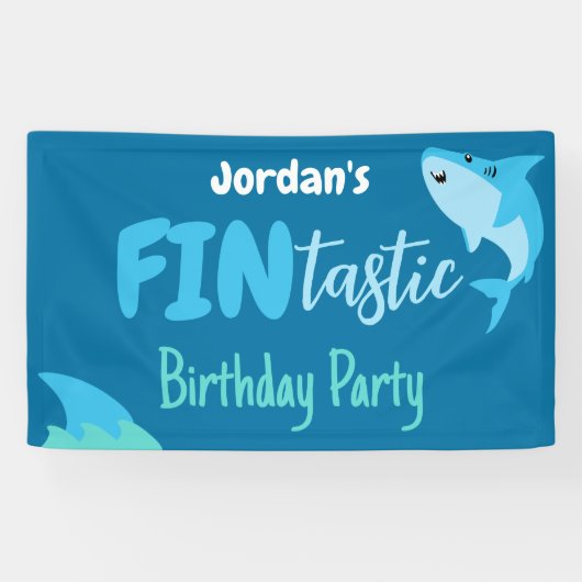 Banderoles Enfants D'Anniversaire Du Requin En Mer (Horizontal)