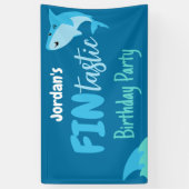 Banderoles Enfants D'Anniversaire Du Requin En Mer (Vertical)