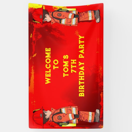 Banderoles Enfants pompier thème fête d'anniversaire (Vertical)