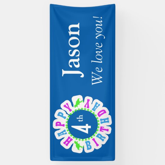 Banderoles Enfants's Happy Birthday Circle of Stars ID527 (Vertical)