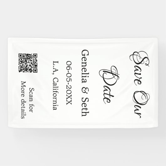 Banderoles Enregistrez la date code QR simple minimal détails (Horizontal)