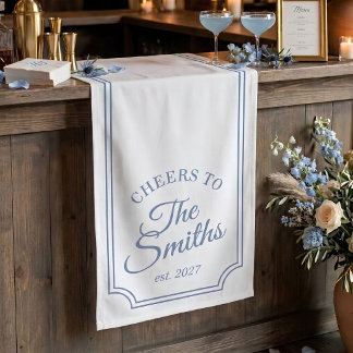 Banderoles Enseigne de bar de mariage script poussiéreux bleu