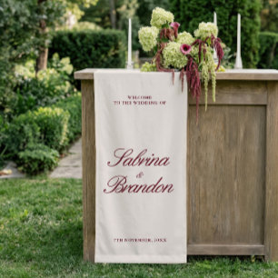 Banderoles Enseigne de bienvenue de mariage Ivoire & Bourgogn