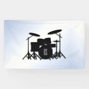 Banderoles Ensemble de batterie Monogramme accent bleu