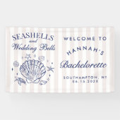 Banderoles Enterrement de vie de jeune fille Coquillages Rose (Horizontal)