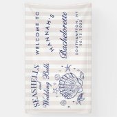 Banderoles Enterrement de vie de jeune fille Coquillages Rose (Vertical)