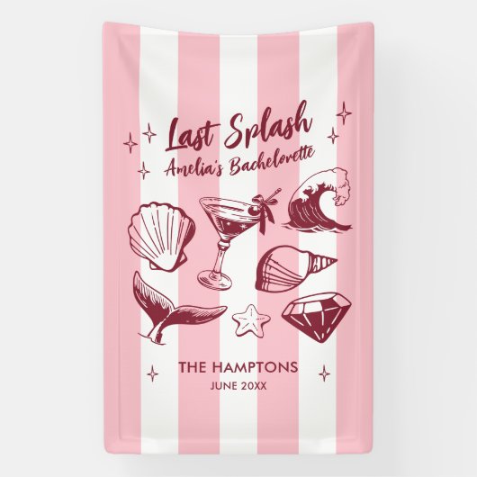 Banderoles Enterrement de vie de jeune fille plage Dernière é (Verticale)