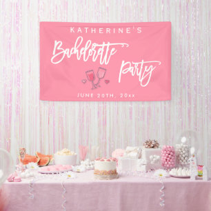 Banderoles Enterrement de vie de jeune fille rose et blanc