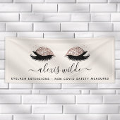 Banderoles Entreprise de salon de cils en or rose