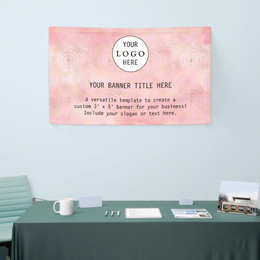 Banderoles Entreprise moderne Feminine Blush Rose Custom Logo (Salon professionnel)