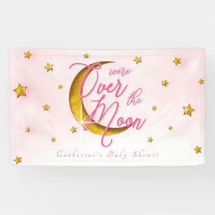 Banderoles Épouser Sur La Lune Rose Or Baby Girl Douche