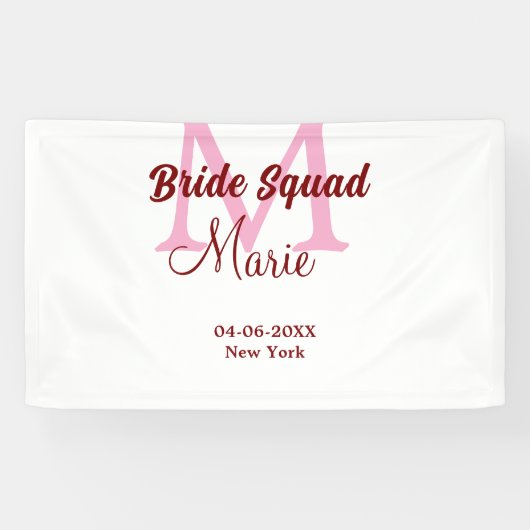 Banderoles Équipe de la mariée ajouter nom monogramme demoise (Horizontal)