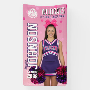 Banderoles Équipe de pom-pom girls senior personnalisée rose 