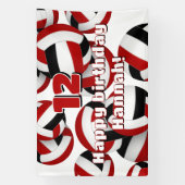 Banderoles équipe rouge noir couleurs volleyballs anniversair (Verticale)