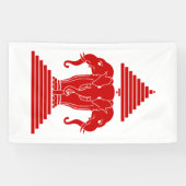 Banderoles Erawan: Trois éléphants en tête Lao / Drapeau Laos (Horizontal)