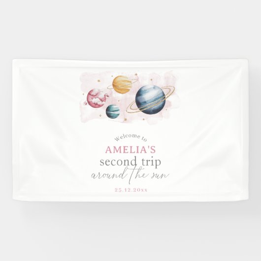 Banderoles Espace extra-atmosphérique Fille Anniversaire Gala (Horizontal)