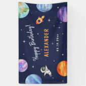 Banderoles Espace système solaire Aquarelle d'anniversaire Bi (Vertical)