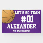 Banderoles Esprit de l'équipe de basket-ball blanc violet (Horizontal)