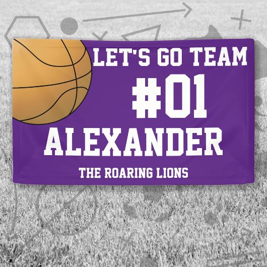 Banderoles Esprit de l'équipe de basket-ball blanc violet