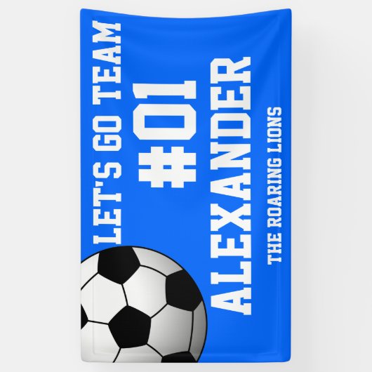 Banderoles Esprit de l'équipe de football blanc bleu (Vertical)