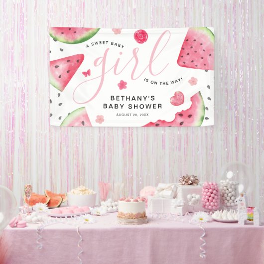 Banderoles Eté Watermelon 'Un Bébé Doux' Fille Baby shower (Fête)