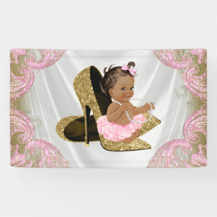 Banderoles Ethnic Girl Gold High Heel Chaussure Baby shower