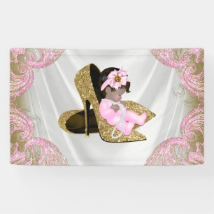 Banderoles Ethnic Girl rose or haute talon Baby shower de cha