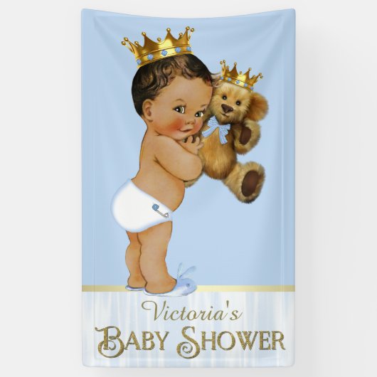 Banderoles Ethnic Prince Teddy Bear Baby shower (Vertical)