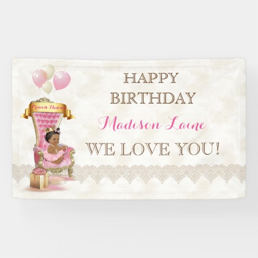 Banderoles Ethnic Princess Royal Throne Girl Rose Gold (Horizontal)