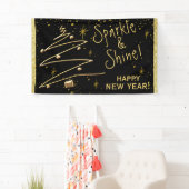 Banderoles Étincelle et brille, Bonne année à accrocher banni (En situation)