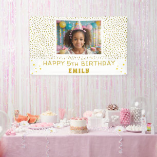 Banderoles Étoiles Dorées Paillettes Faux Anniversaire Fille