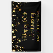 Banderoles Étoiles du 60e anniversaire modernes Noir et or (Vertical)