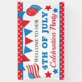 Banderoles Etoiles rouges, blanches et bleues et drapeau 4 ju (Vertical)