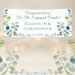 Banderoles Eucalyptus Félicitations Partie d'engagement<br><div class="desc">La bannière de félicitations parfaite pour un fiançailles mariage,  Elégant et moderne eucalyptus vert thème. Beau feuilles d'eucalyptus aquarelle. Design de style script moderne félicitations design avec des noms monogrammes. Parfait pour les fêtes de fiançailles ou les réceptions de mariage.</div>